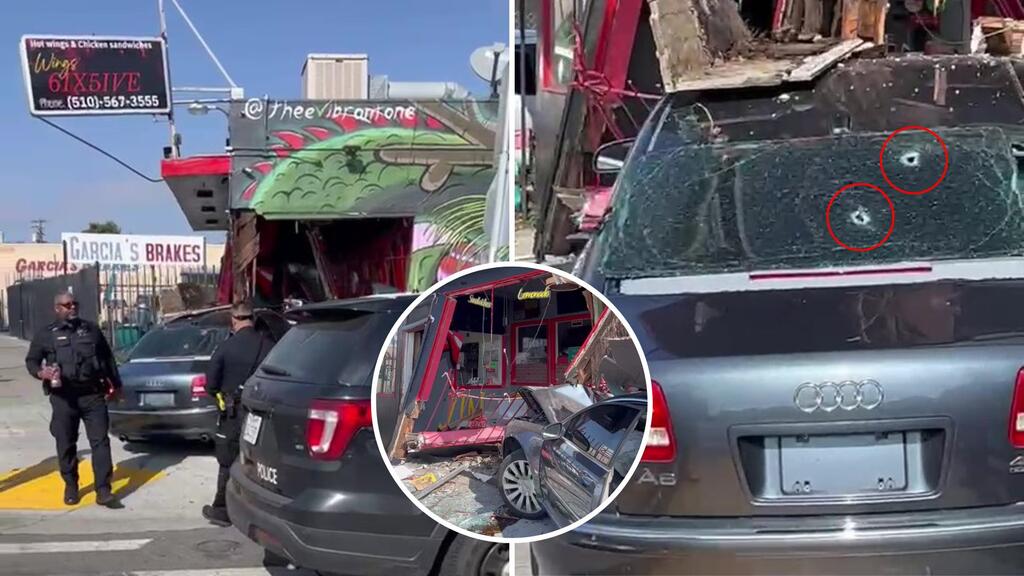 Tiroteo en Oakland: auto baleado cerca de negocio de alitas de pollo, sin lesionados